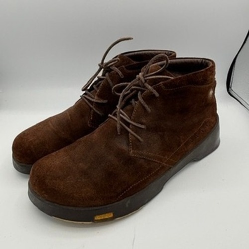 Footprints by Birkenstock Lace Up Boots Mens Sz 44 Brown Suede Chukka Comfort